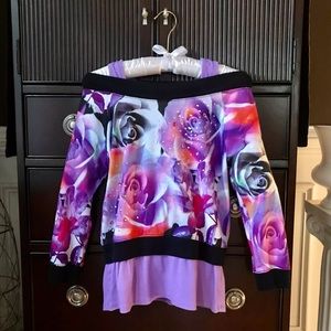 Justice - Layered-look, Off-Shoulder, Bedazzled T-Shirt - Size 14